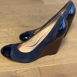 Plenty by Tracy Reese, Blue Suede Wedge Shoes